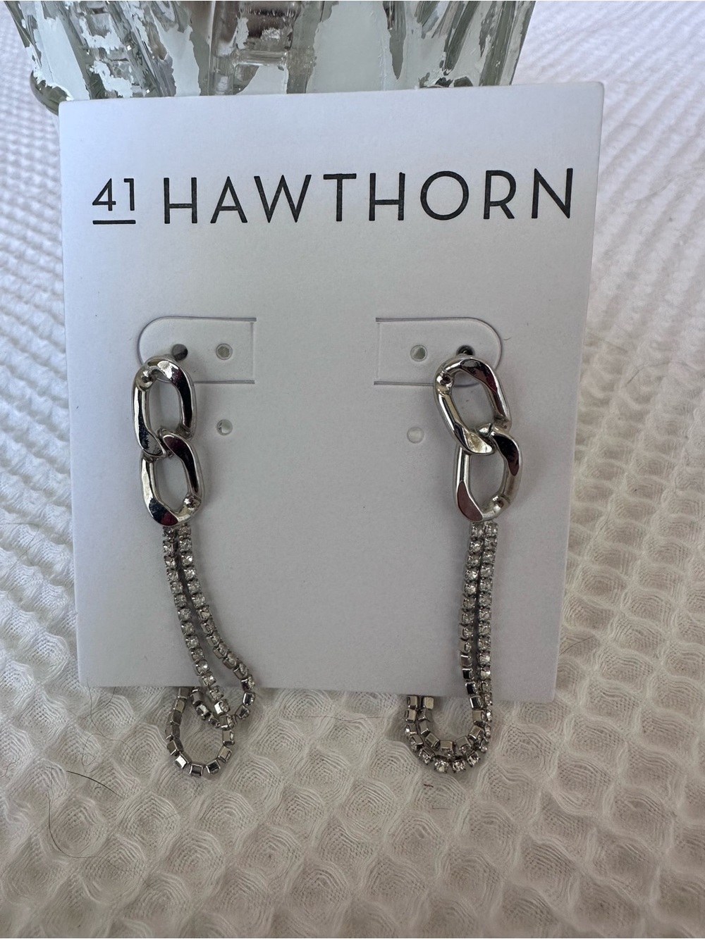 41 Hawthorn Silver Chain Link Rhinestone Drop Earrings
